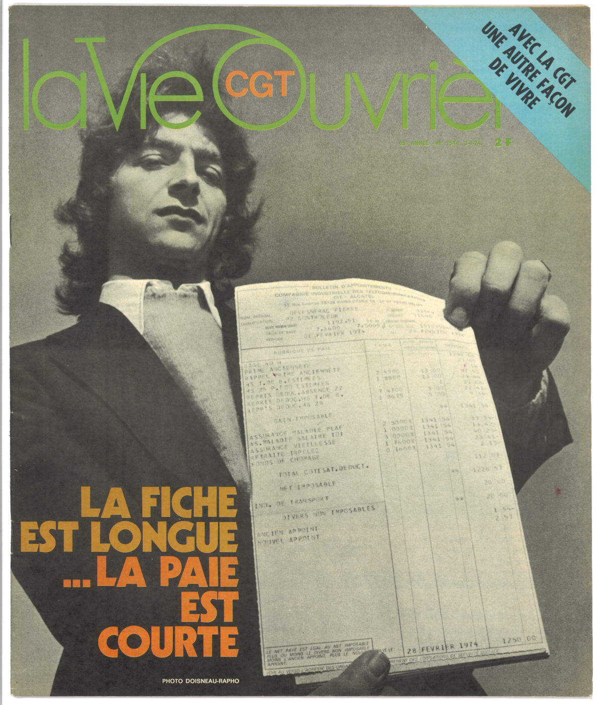Image de couverture du magazine la Vie Ouvrière n° 1544 du 3 avril 1974